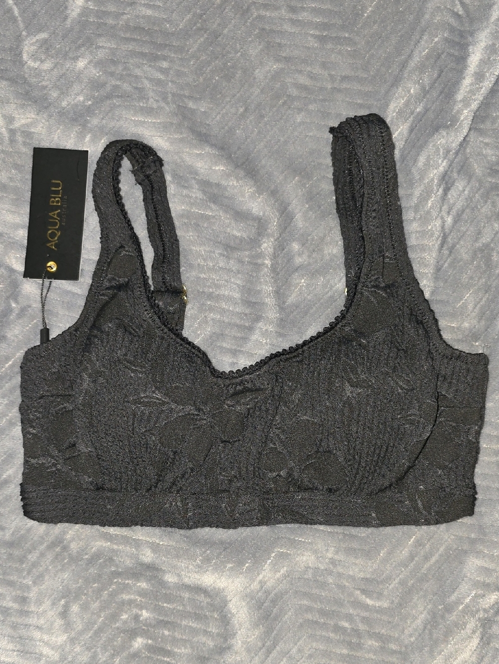 Aqua Blu Black Lucy Bikini Top